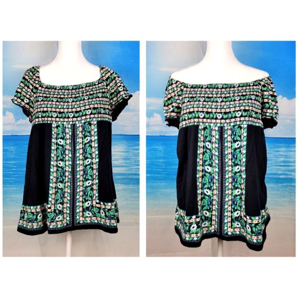 INC Woman's Color block Top OFF SHOULDER Option Cap Sleeve PETITE size PM